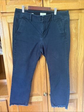 LOFT Dark Navy Raw-Hem Cropped Chinos